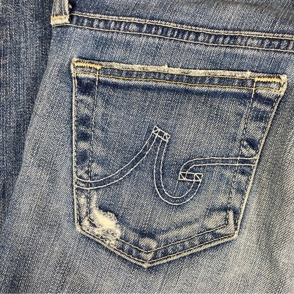 Ag Adriano Goldschmied Stevie Ankle Slim Straight Distressed Blue Jeans, size 25 - Picture 8 of 11